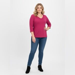 My Michelle Fuchsia V-Neck Blouse